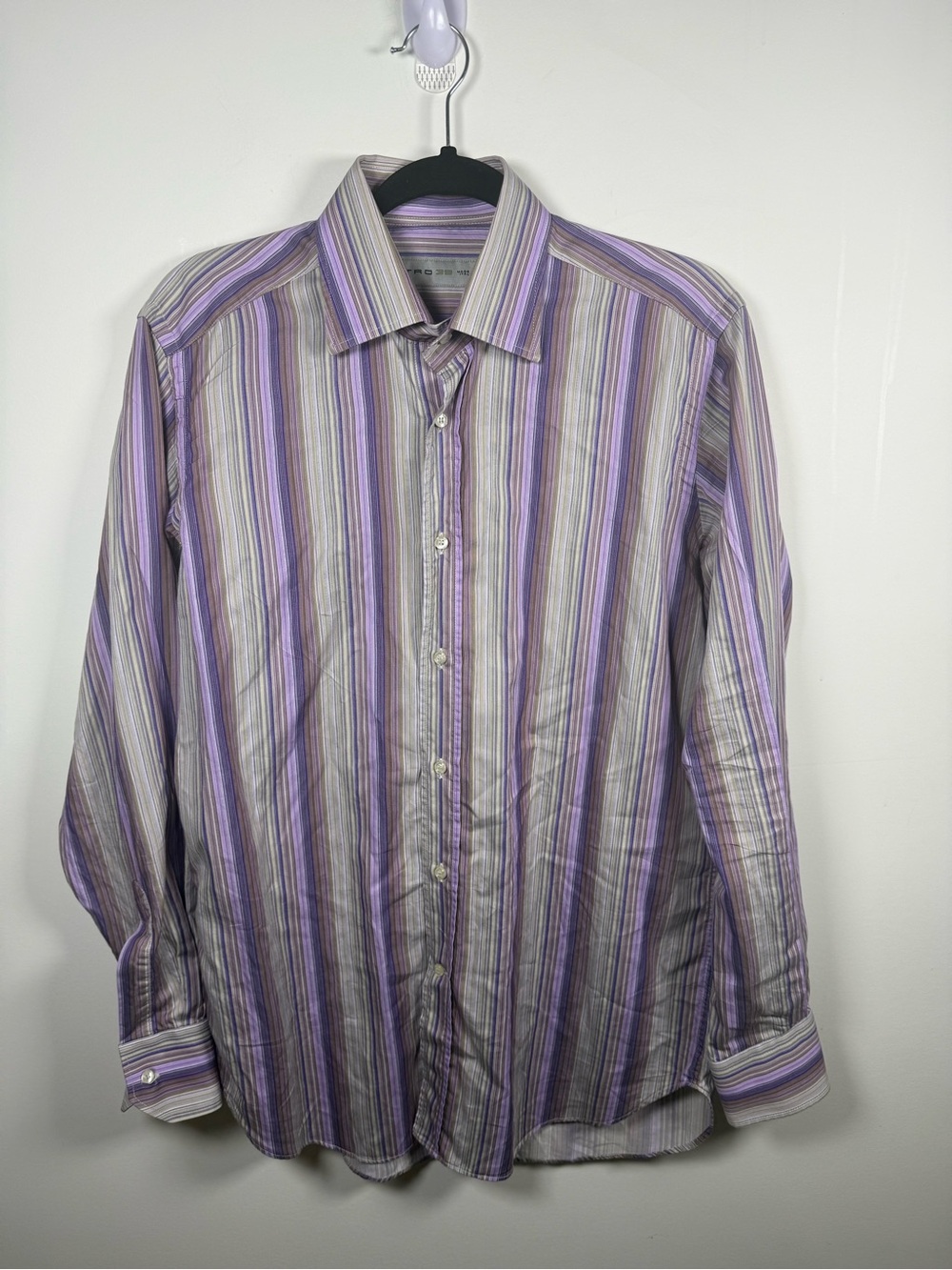 ETRO | Men’s Striped Purple Button Up Size 39
